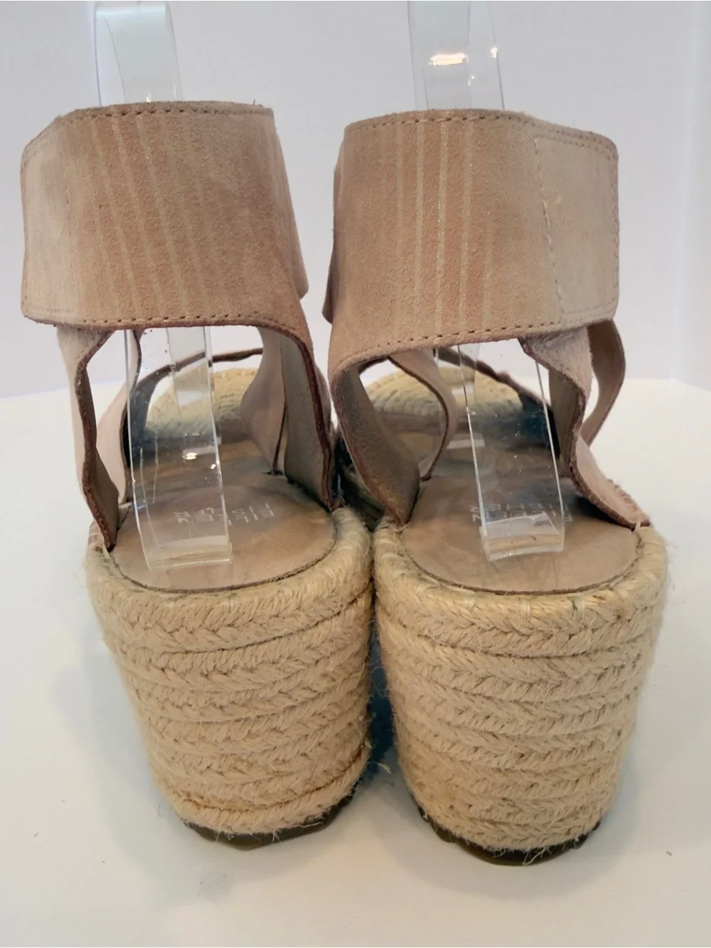 Eileen Fisher Willow Tumbled Leather Wedge Espadrille Sandals Blush Pink 10